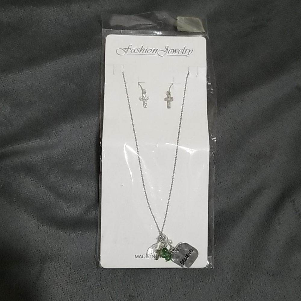 Cross Necklace and Earrings Set